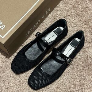 NEW Dolce Vita Rodni Mesh Black Flats with Mary Jane Strap